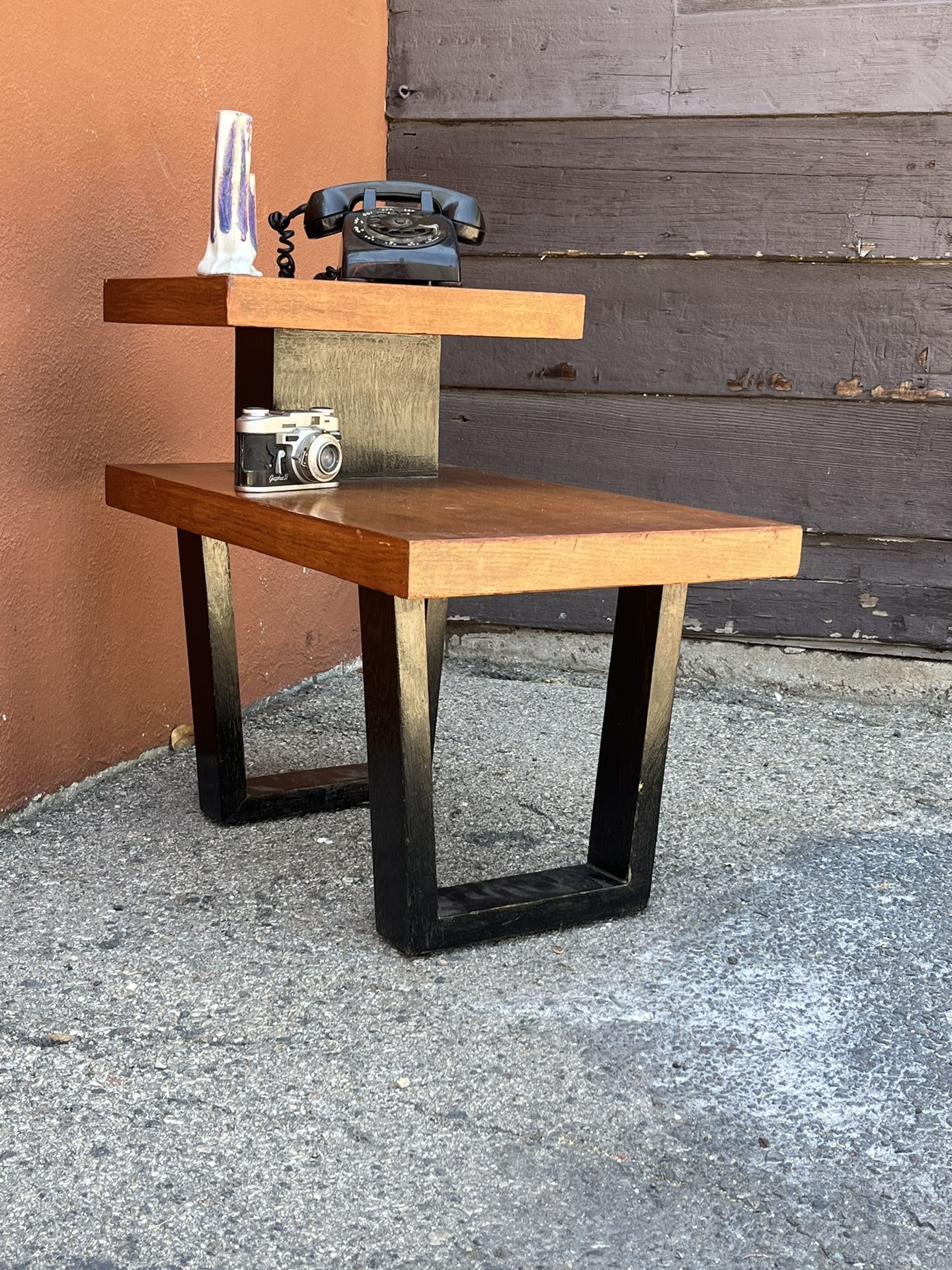 Mid-Century modern Two-Tier End Table – Authentic or in His Style** This striking step end table, attributed to Paul Frankl or crafted in his