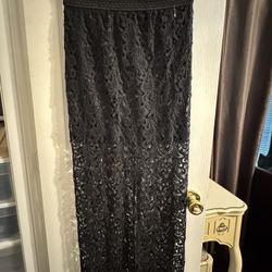 Medium -  Lace Overlay Long Maxi skirt