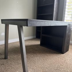 Wooden Desk And Bookshelf Combo Dark Brown Gray - Price Lowered!