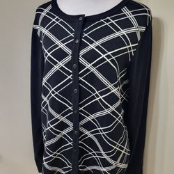 Charter Club Black & White Cardigan With Sequins Size XL 