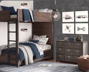 Restoration Hardware Bunk Bed with Wood Metal Frame