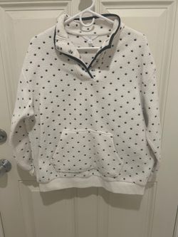 Time and Tru White Polka Dot Fleece Pullover
