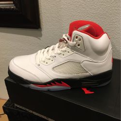 Air Jordan 5 Fire Red Silver Tongue Sz 10.5