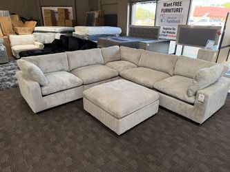 Light gray modular comfy sectional