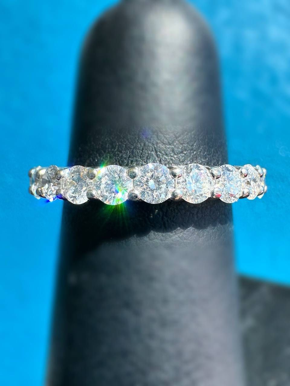 18k white gold 2.15CTW Natural Diamond Eternity ring sz 5.25