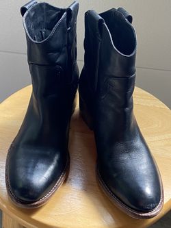 Black Ankle Leather Western Boots
