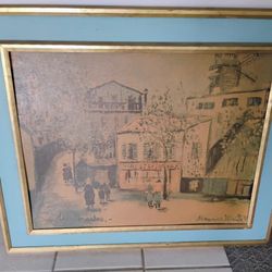 Vintage Maurice Utrillo, Montmarte Paris France Art On Canvas Bohemian Artistic

