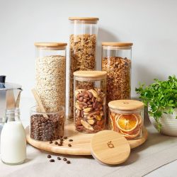 Kitchen Canisters 7-Pcs Set, Glass Storage Containers with Bamboo Lids, Airtight Glass Containers for Food Storage and Organisation – Glass Storage Ja
