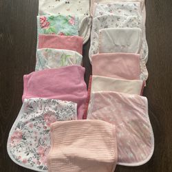 Lot Of 14 Girls Burp Clothes Cloud Island