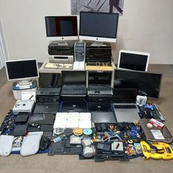 Lot of Over 30 Laptops Apple Desktops Ipads Printers Recievers  Tools  & More