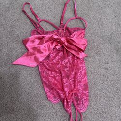 New Medium Bow Lace Lingerie Bodysuit 