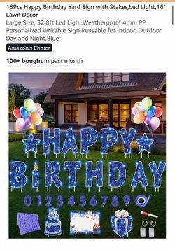 Light-Up LED Happy Birthday Lawn Sign Set (Blue / 18 Pcs) – Complete Party Decor