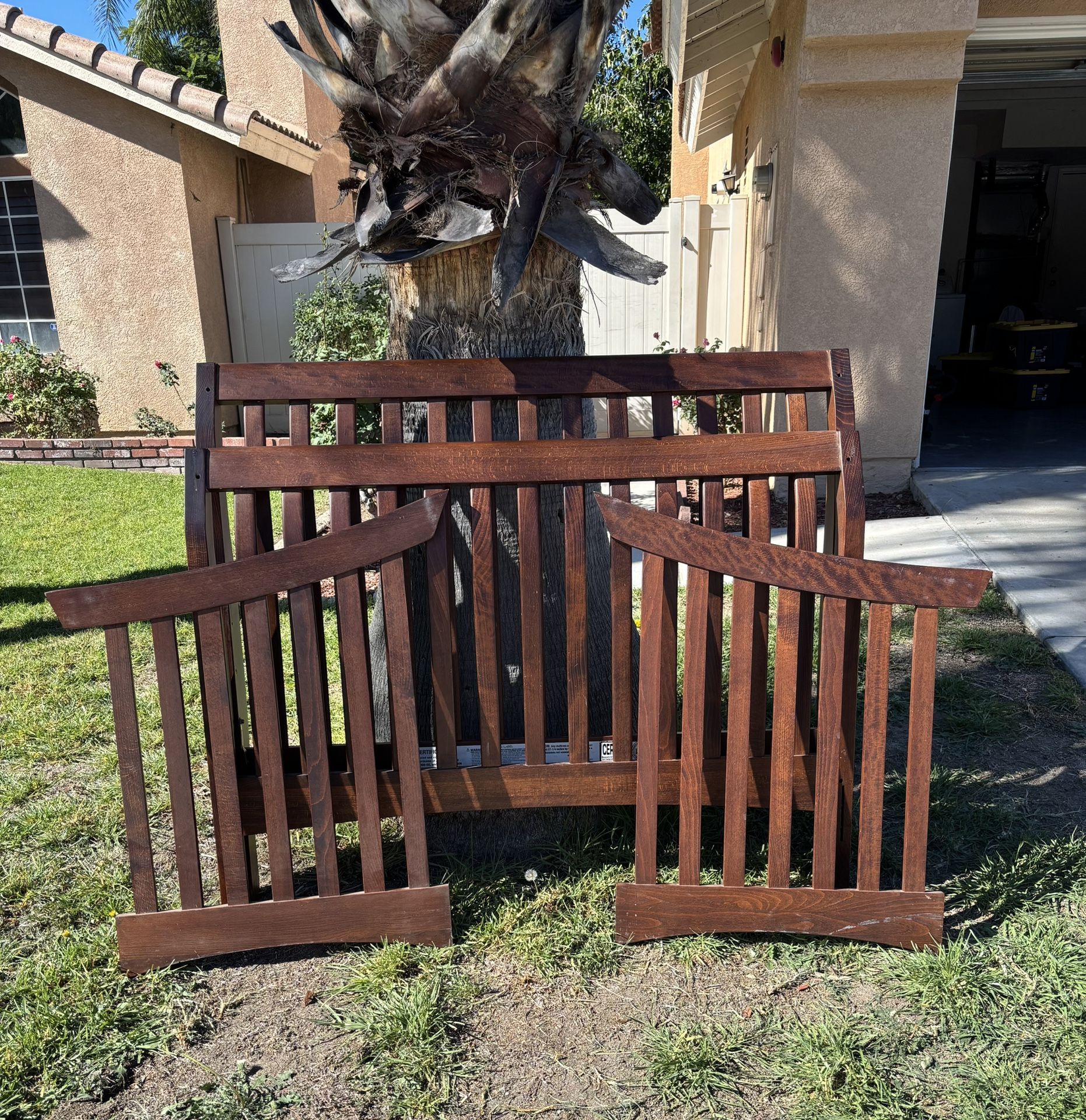 Crib Or Twin Headboard And Footboard Brown Wood tone