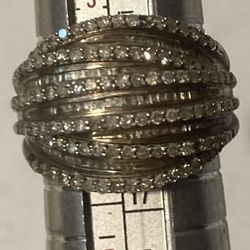 Vintage Sterling Silver Ring 11 Sparkly Rows Size 6