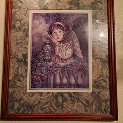 beautiful framed Angel  print, titled "Hope Gardens of Innocence" by Donna Richardson, features a Victorian angel