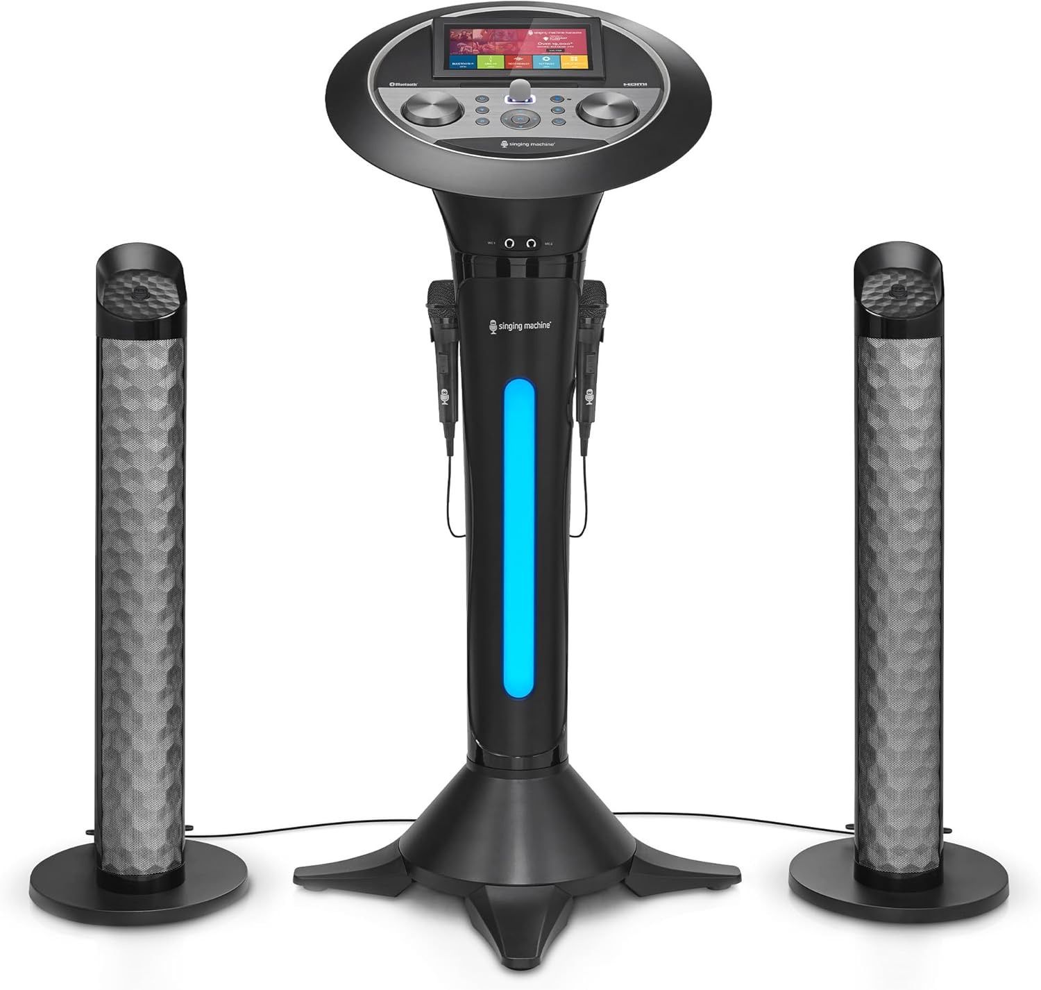 Singing Machine Portable WiFi Karaoke Machine for Adults, Black - Karaoke Pedestal with 7” Touchscreen Display, Built-In Karaoke Speaker, Bluetooth &
