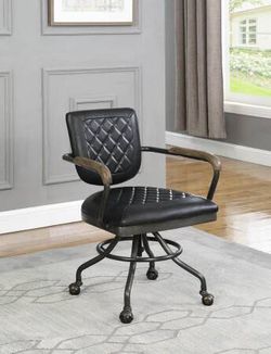 Low Profile Office Chair in Black Leather $365- SALE! Best Deal!