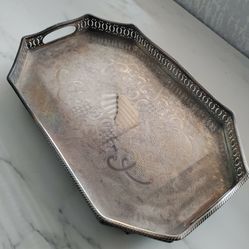 Silver On Copper Tea Tray Or Bar Tray