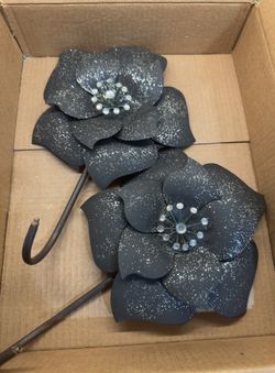 Metal Flowers Decor Black 💵  Flores Decorativas de Metal Negras