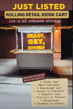 ROLLING KIOSK STYLE CART • PERFECT FOR PARTY OR STREET VENDORS