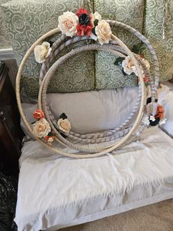5 HOOPS WITH RIBBON AND FLOWERS  ---  Use For Wedding, Birthday, Or Good Old Fun!