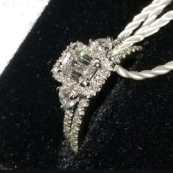 Emerald Cut .975 Total Carats Platinum Wedding and Engagement Rings
