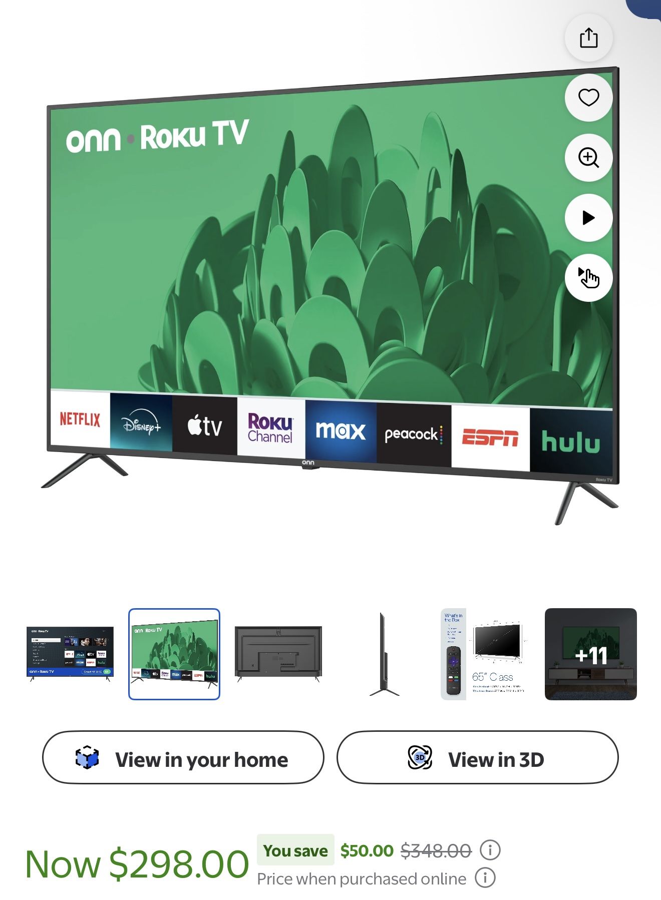 ONN Roku TV 65” for Sale