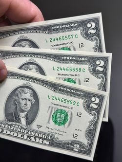 Wow 🤩! 3 Consecutive Crisp 2017A $2 Bills – Sequential Serial Numbers – San Francisco !