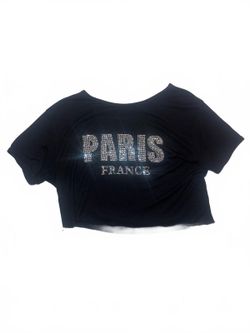 Y2K Paris Rhinestone Crop Tee