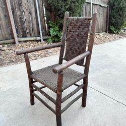 Antique Wicker Vintage Old Hickory Canned Cane Solid Wood Arm Chair