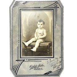 Antique Portrait Photograph Baby 1 Yr Old Framed 1937 Galati Studio Newburgh NY