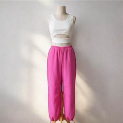 super cute outfit crop top & cargo jogger pant size medium