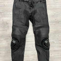 Teknic Mens Black Leather Biker Pants Size 34