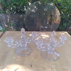 Pair Of Glass Candle Holders 