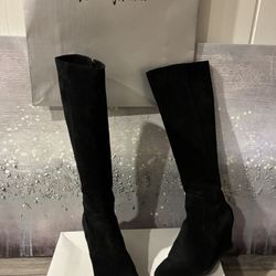 🖤 FENDI Tall Black Leather Boots  Size 40 EU, Authentic Fendi Zip Up Tall Suede Black Boots