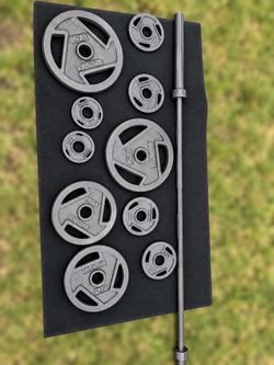 CAP Olympic Weight Plate Set with Barbell
