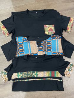 Three Medium African Print Tshirts