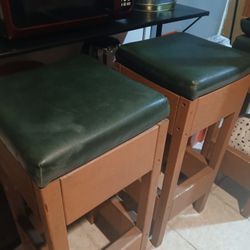 2 Solid Wood Bar Stools 