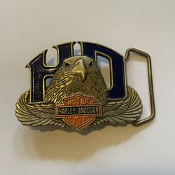 Vintage 1987 Harley Davidson Motorcycles Belt Buckle Solid Brass Screamin' Eagle
