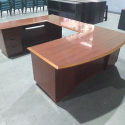 OFFICE/HOME DESK U-SHAPE DESK AND 2 DRAWERS LATERAL FILE CABINET SET