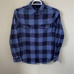 George Flannel Men’s Shirt Long Sleeve Blue Size M 38-40.      #Y