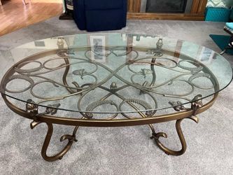 Glass Table with Metal Designer Frame