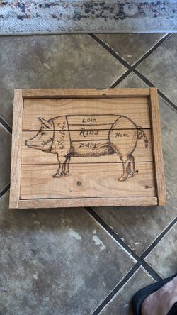 Reclaimed wood wall art - pig