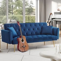 Blue Velvet Sofa 