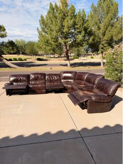 Leather Reclining Sectional Couch