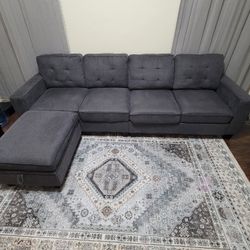 4 Seater Convertible Sectional Sofa L Shaped Couch with Storage Ottoman