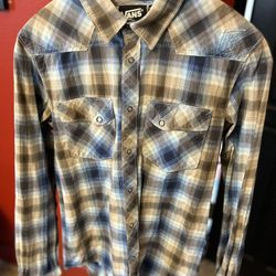 Vans Shirt-Western Snap Button -Plaid, Long  Sleeve,Size Small 