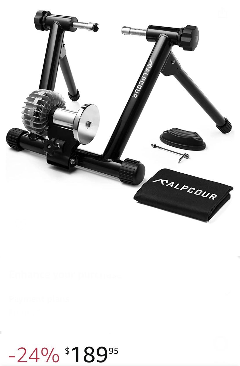 Alpcour Fluid Bike Trainer Stand for Indoor Riding – Portable Stainless Steel Indoor Trainer, Noise Reduction, Progressive Resistance, Dual-Lock Syste