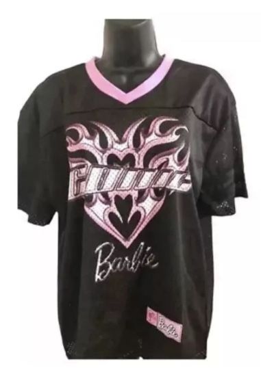 BARBIE “ICONIC” Barbie Black Jersey Barbie Logo Women's Junior Size Large