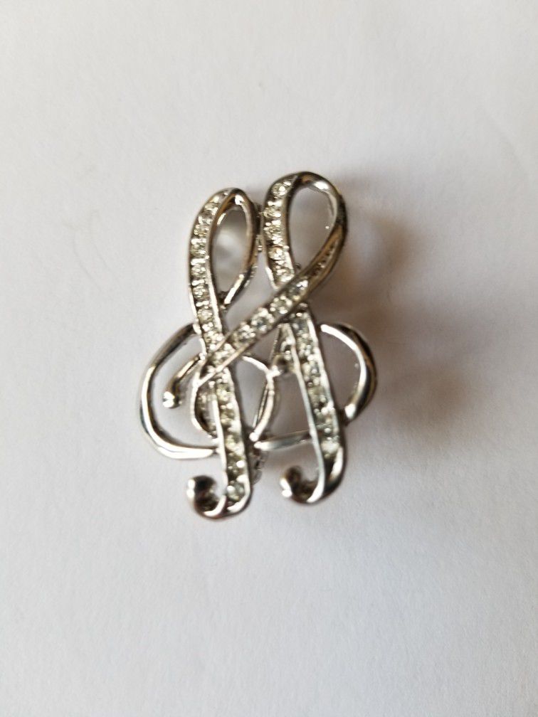 Silver Music Notes Pin